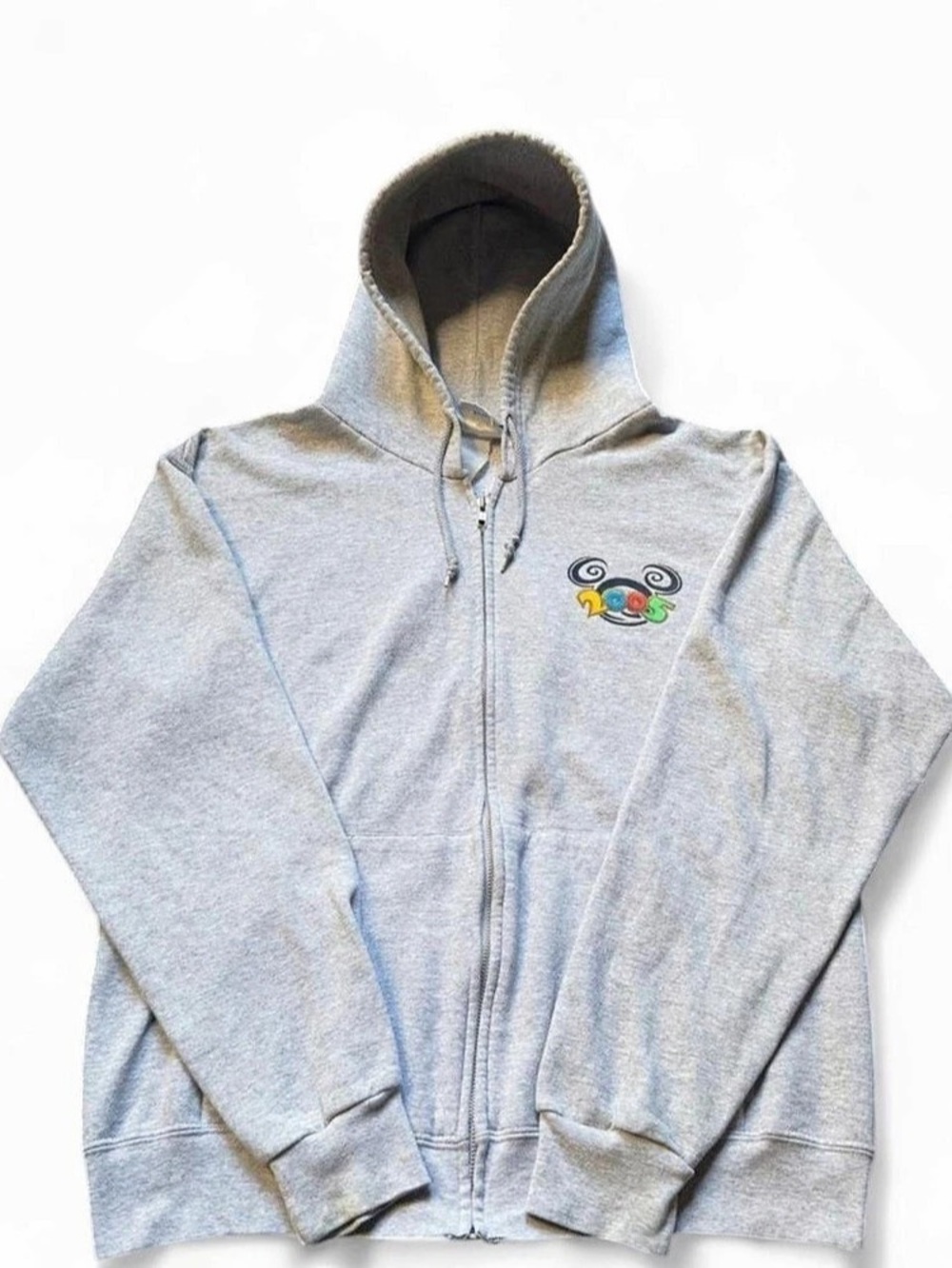 Disney Disneyland Where the Party Never Ends 2005 Zip-Up Hoodie Gray Hoodie Larg